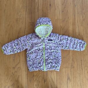 EUC Patagonia Reversible Down Sweater Hoody Flurry Floral Dragon jacket coat 4T